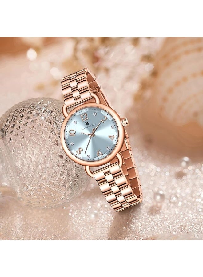 سافيرو ساعة سافيرو النسائية الفاخرة بسوار من الفولاذ المقاوم للصدأ، وحركة كوارتز بمؤشر، ومقاومة للماء حتى عمق 5 أمتار، هدية مثالية للنساء. - Image 5